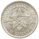 1956 Morocco 500 Francs Mohammed V Silver Unc With Luster