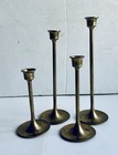 4-vnt Brass Candlestick Holders Graduated Mcm Trumpet Base Hollywood Regency 