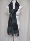 Soft Warm Cozy Blue Green Pink Plaid Fringe Wrap Scarf  Cb