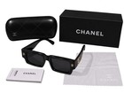 Chanel Women s Square Cc Logo Sunglasses Black Frame Black Tinted   Case
