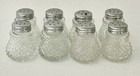 Set Of 8 Mini Glass Salt   Pepper Shakers 1 5  Tall Diamond Pattern Individual