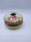 Vintage antique Painted Porcelain Hair Receiver Floral Made In Czechoslovak