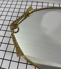 Vintage Oval Mirror Vanity Tray Golden Color Heavy Metal 14   x10   