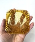 Vintage Disneyland Castle Amber Glass Souvenir Ashtray Rare