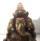 Fine 4  Hand-engraved India Hindu Bronze Sculpture Of 3-headed Ganesh  C  1970s