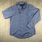 Polo Ralph Lauren Long Sleeve Button Down Dress Shirt White Blue Striped Mens Xl