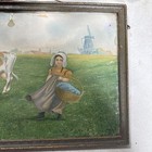 Antique 1908 German Victorian Lithograph  Scene    the Pasture   