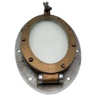 Vintage Brass Oval Marine Ship Porthole Window Heavy Nautical Glass Wing Nut
