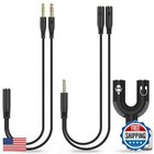 Sovunis 3-in-1 Headphone Splitter Adapter - 3 5mm Male To 2 Port Female And F