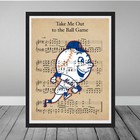 Vintage Take Me Out To Ball Game New York Mets Mr Logo Music Print Wall Art Gift