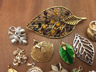 Vintage-now 15 Piece Nature Leaves Leaf Craft Parts Pieces Jewelry Making Lot 12