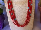 Coral   Turquoise 925 Native American Navajo Southwestern Multi Strand Necklace