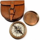 Authentic Vintage Brass Pocket Compass With Leather Case Rustic Vintage Home