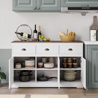 White Buffet Cabinet Storage Sideboard Farmhouse Server Bar Wine Cabinet With 3
