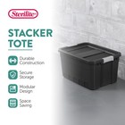 Sterilite 19 Gal Rugged Industrial Stackable Storage Tote W  Lid  Black  12 Pack