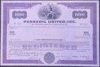 Very Rare Vintage 1970s Pennzoil Stock Certificate American Owned 1913-2022 Rip