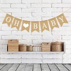 Oh Baby With Heart Banner Baby Shower Decorations Pregnancy Announcement Burl   