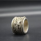 Chinese Old Tibetan Silver Carved Dragon And Phoenix Rotate Finger Ring