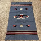 Southwestern Geometric Rug Vintage Chimayo Handwoven Wool Blanket Rug 68  By 41 