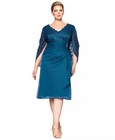 Betsy   Adam Plus Size Lace Dress Draped Back Sheath Teal 22w Mother Of Bride