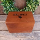 Vintage Wood Recipe Box Hinged Lid Farmhouse Kitchen Decor Storage