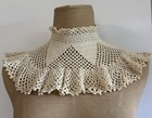 Vintage Hand Crocheted Bodice Collar   Mop Buttons   Crocheted Ties