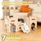 Wooden Multi Level Play Tower With Tunnel Access And Airflow Design For Rabbits