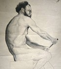 A Millot 1880s Original Drawing Male Nude French Academy Superb