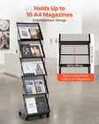Vevor Brochure Display Rack Foldable Movable 5 Pockets Magazine Literature Stand