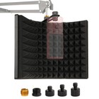 Foldable 3-panel Microphone Isolation Shield  Sound Absorbing Foam  Acoustic Boo