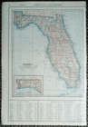 Antique 1928 World Atlas Map Florida Fl   Connecticut Ct Conn Post World War Ww1