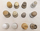 11 Vintage Metal Sewing Thimbles Lot Silver Gold Tone Mixed Sizes - 1 Sterling