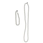 Silver Tone Beaded Necklace   Bracelet Set Light Magnetic Fashion Jewelry
