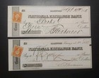 1870 Us Lot Of 10 Old National Exchange Bank Checks Revenue Stamps Hartford Ct