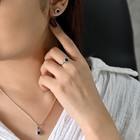 Royal Blue Round Crystal Halo Jewelry Set Silver Pendant Necklace Ring Studs