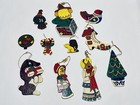 Marvelous Lot Of 10 Vintage Flat Wooden Hand Painted Christmas Ornaments