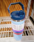 Stanley The Iceflow 30 Oz Flip Straw Tumbler Blue Multi Stripe New