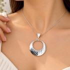 925 Sterling Silver Hammered Crescent Pendant Handmade Circle Necklace Gift D12