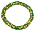 Ghana Handmade Green W  Brown Eyes Recycled Glass African Trade Beads- 3320
