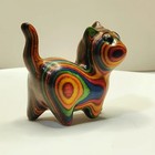 5cm Hand Painted Wooden Cat Figurine Small Kitten Sculpture Home Decor Ornament
