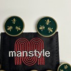 Forest Green Enamel Fleur De Leaf Vintage Replacement Blazer Buttons Gold Tone