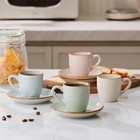 Espresso Cup And Saucer Set Ceramic Small Coffee Mug Spiral Stoneware Mugs