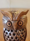 Vintage A Hand-carved Wooden Owl Figurine Features Openwork Carving Collecting