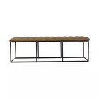 Homepop Decorative Bench ottoman Tufted Light Brown Faux Leather Large Backless