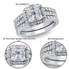 Women s 3 28 Ct Princess Cut 925 Sterling Silver Wedding Trio Ring Set For Her