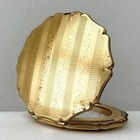 Vintage Stratton England Gold Scalloped Compact Case Mirror Box Dust Bag Leaflet