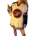 Brett Hull 1998 Usa Olympic Hockey Team Authentic Nike Size 48 White Navy Jersey