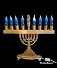 Vtg Solid Brass Electric Jerusalem Menorah Hanukkah Heirloom Judaica Israel