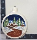 Vtg Hand Painted Duncan Ceramic Ornament Winter Scene Christmas 1975 3 25 