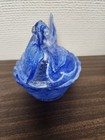 Cobalt Blue Swirl Slag Hen On Nest Covered Dish Hon 6    Blueberry   Cream